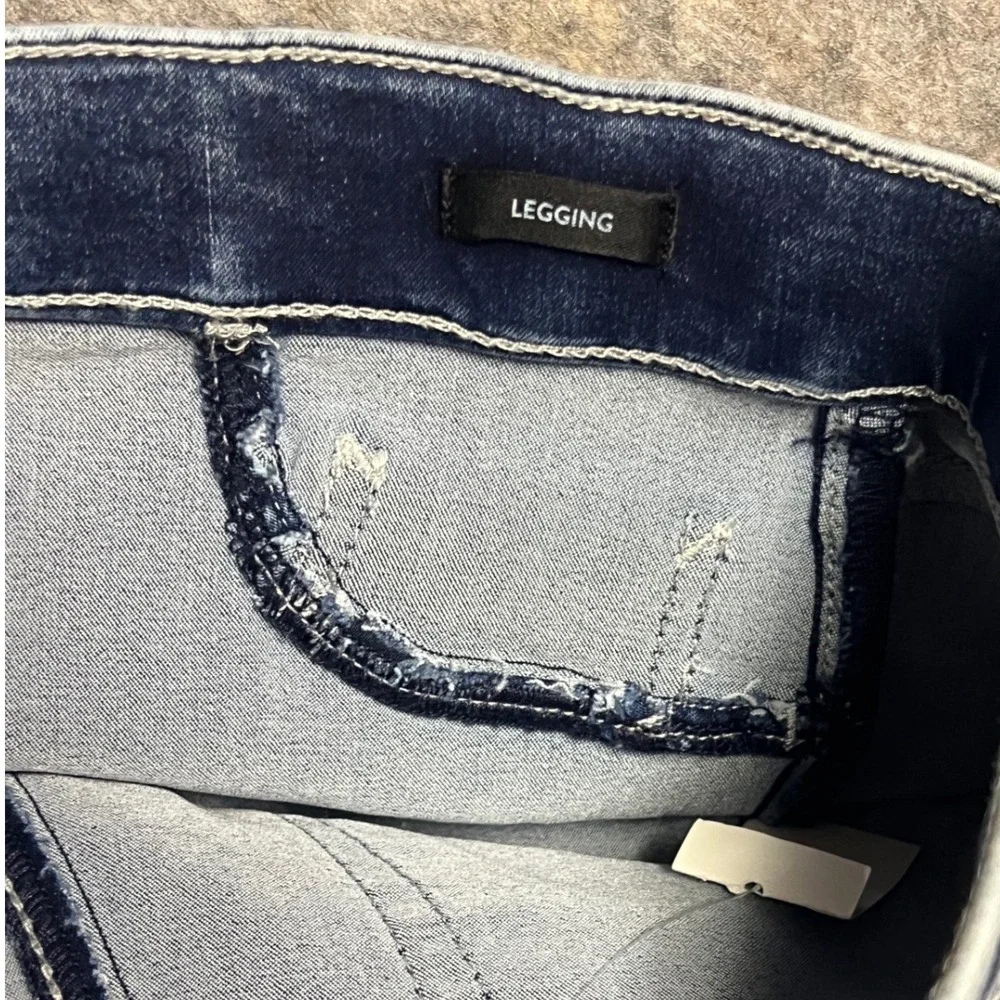 Justice Denim Leggings Girls 16 Plus Blue New Acid Wash Stretch Jeggings Pull On